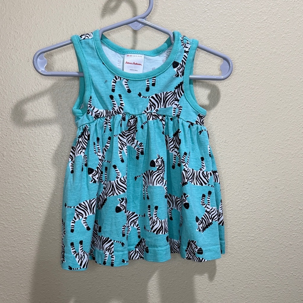 Hanna Andersson Size 3-6 months Turquoise Zebra Print dress